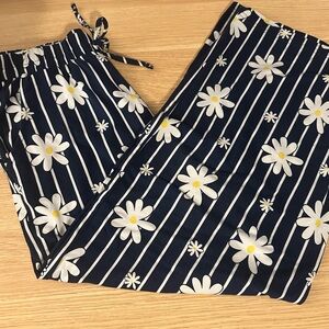 Girls Navy Pinstripe Daisy Pants Large / 12